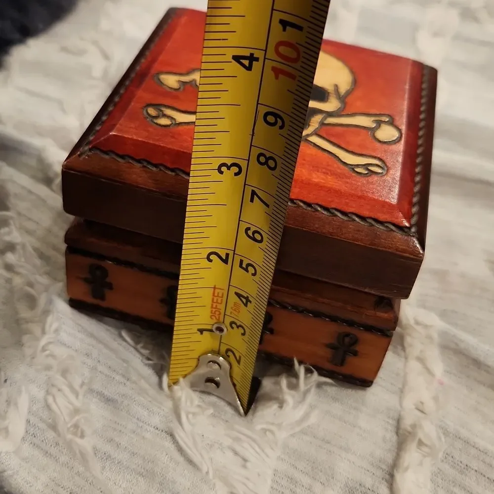 Skull and cross bones wooden trinket box!